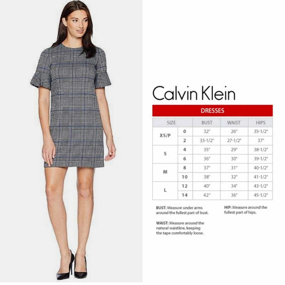 Calvin Klein short sleeve plaid dress size 10